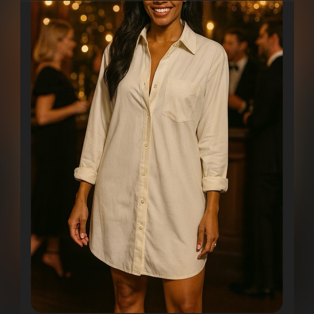 Good American / NWT / Off-White Button-Up Shirt Dress/ Size 2X